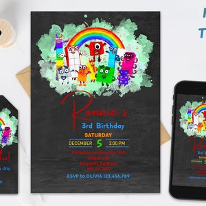 Numberblocks Video Invitation | Numberblocks Video Invitation | Numberblocks Birthday Invitation | Numberblocks  Birthday Invite
