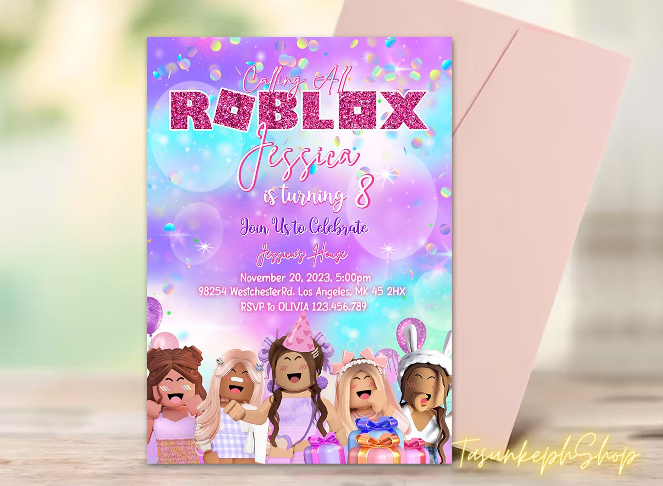 Roblox Girl Birthday Invitation