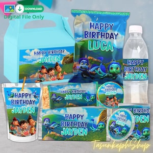 Custom Luca Party Package Digital Files, Printable Personalized Luca Birthday Supplies, Luca Party Favors for Kid Birthday