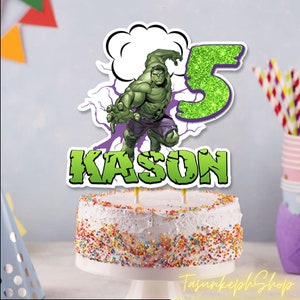 Personalisierter Hulk Cake Topper, Hulk Geburtstag, Hulk Party, Hulk Cake Topper, Hulk Einladung, Hulk Party Dekoration, Hulk, Sie Hulk