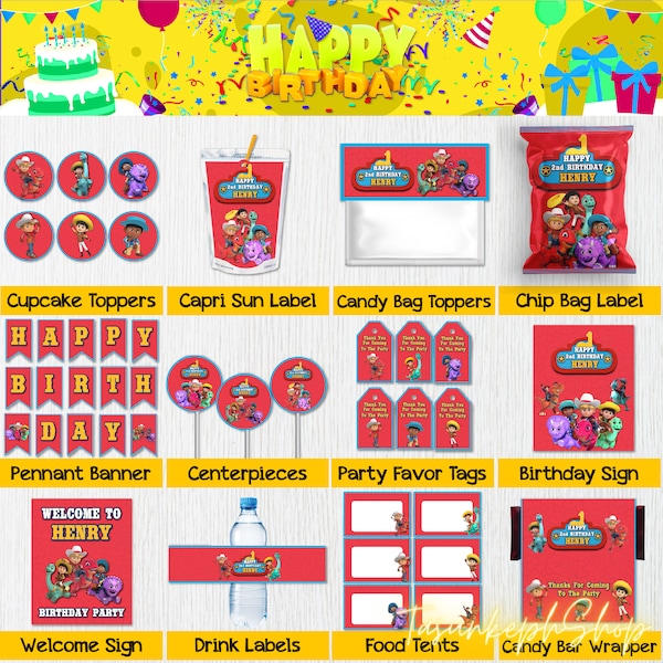 Dino Ranch Pack Partyzubehör für Kinder, personalisierte Dino Ranch Party Dekor Kuchendeckel, Dinosaurier Geschenk für Baby Jungen digitale Datei