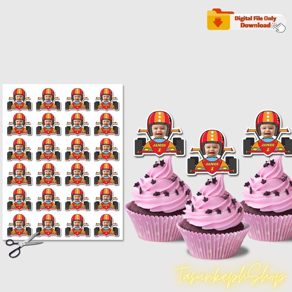 Race Car Cupcake Toppers - 25 Pc Set For Birthday Party, Baby Shower, Cake Decorating - View #8