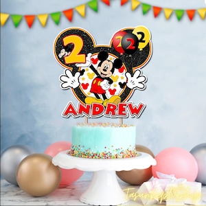 Mickey Mouse Cake Topper | Mickey Party | Custom Name | Mickey Birthday | Mickey Decor | Disney Party | Birthday Cake Topper | Printable