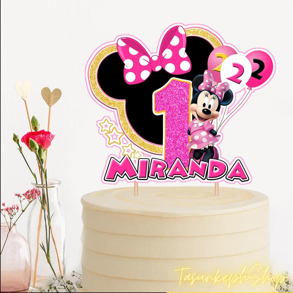 Minnie Mouse Cake Topper / Decorazioni per torte / Party Decor / Modello  stampabile / Minnie Mouse Birthday / Baby Shower / Shaker Cake Topper -   Italia
