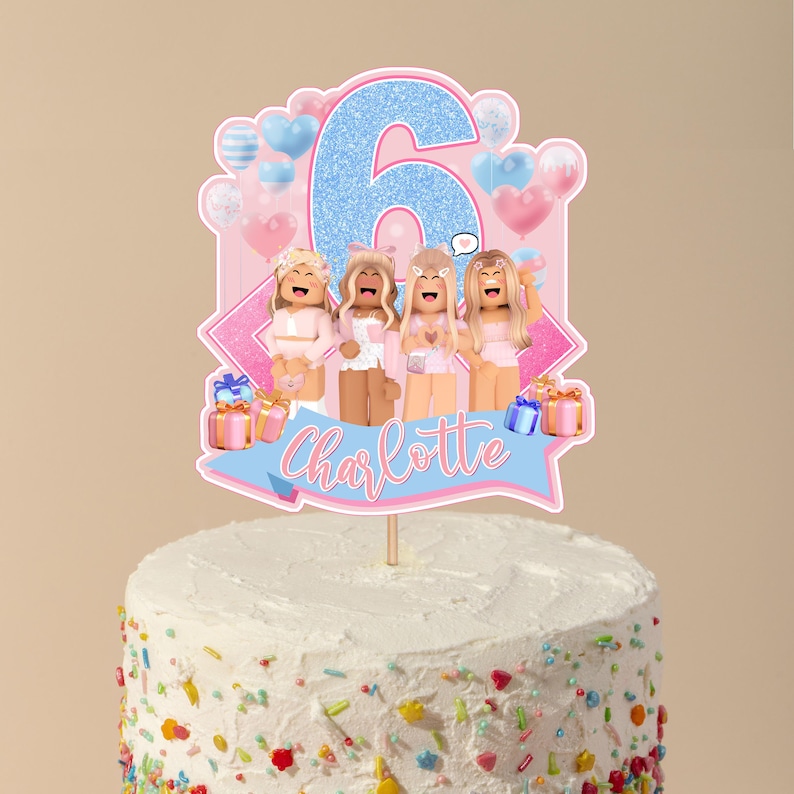 Printable Girl Cake Topper Birthday Party Cake Topper Etsy