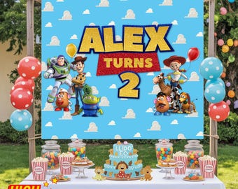 Toy Story Birthday Banner, Toy Story Backdrop, Toy Story 2nd Birthday Decor for Kids, Two Infinity and Beyond Banner, Toy Story Party Theme
