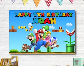 Super Mario Birthday Backdrop Party Supplies, Super Mario Backdrop, Super Mario Banner, Super Mario Decoration For Birthday