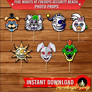 Printable Five Nights at Freddys Security Beach Cake Topper, Birthday ...