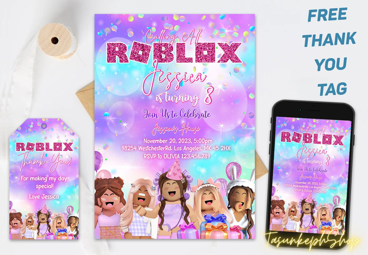 Roblox Birthday Boy Invitation Mobile Phone Text Roblox Party