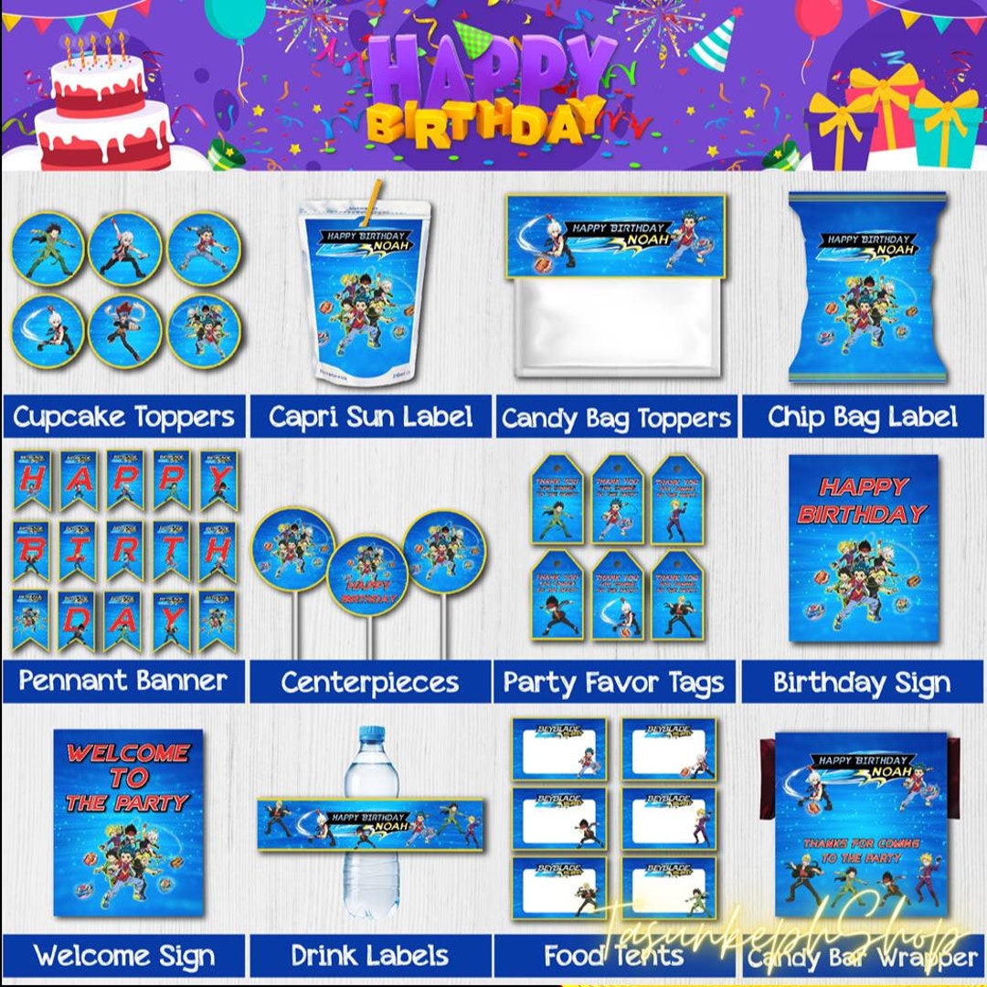 Printable Beyblade Cake Topper, Personalized Beyblade Birthday Party ...