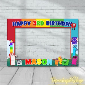 Printable Personalized Numberblocks Birthday Photo Prop Frame, Birthday Photo Prop Frame, Photo Props, Selfie Frame, Birthday Decoration