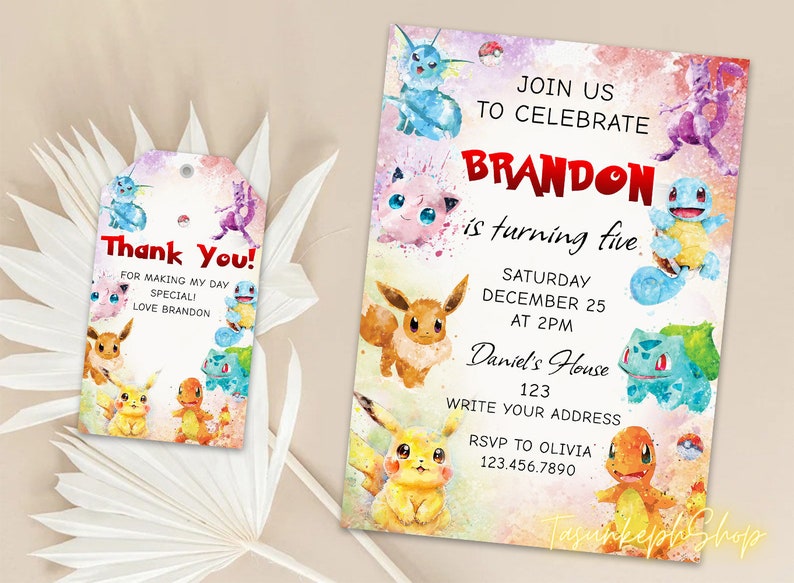 Pokemon Invitation Pikachu Invite Pokemon Evite Pokemon - Etsy