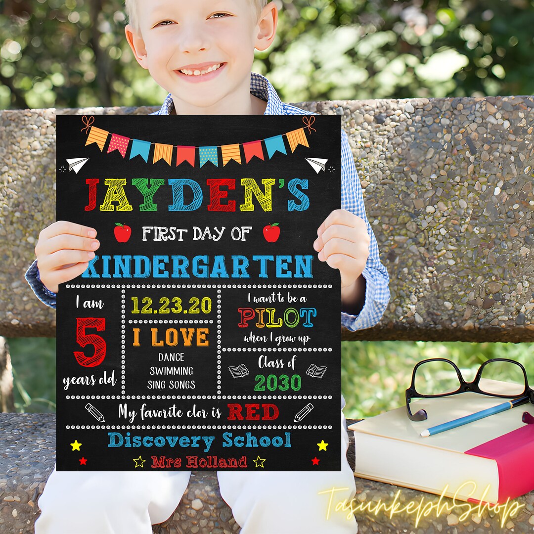 Pizarra Primer Día De Cole - Cartel Doble Cara Para Fotos Escolares - Decoración Infantil Y Preescolar
