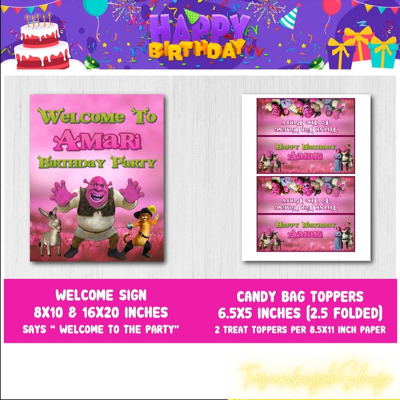 Printable Shrek Cake Topper Personalized Shrek Birthday - Etsy