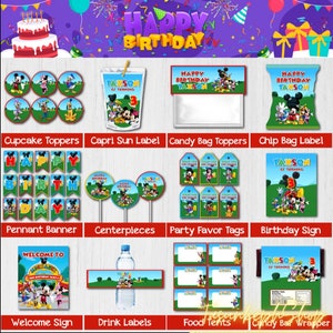 48 Personalised Mickey Mouse Party Bag Stickers – 40mm – Multicoloured – Birthday Labels