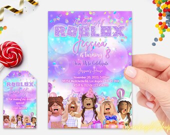 Pin by Dafne G. on Roblox party  Roblox, Game logo, Personalized baby  shower invitations