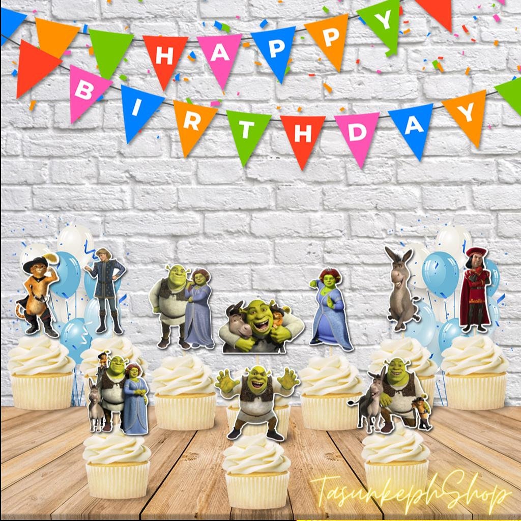 Shrek Cupcake Toppers Shrek Cupcake Toppers Shrek Birthday Etsy Ireland