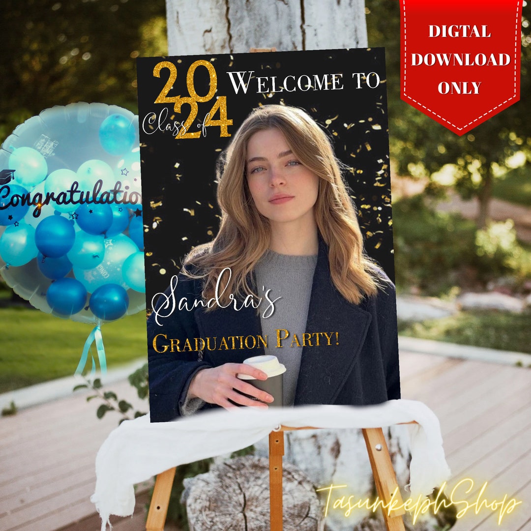 Printable Picture Graduation Welcome Sign Template, Custom Memorial ...