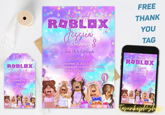 Printable Personalized Video Game Girl 1 Invitation, Roblox Cake Topper  Cake Decoration Juice Labels Cake Topper Digital Download - Etsy