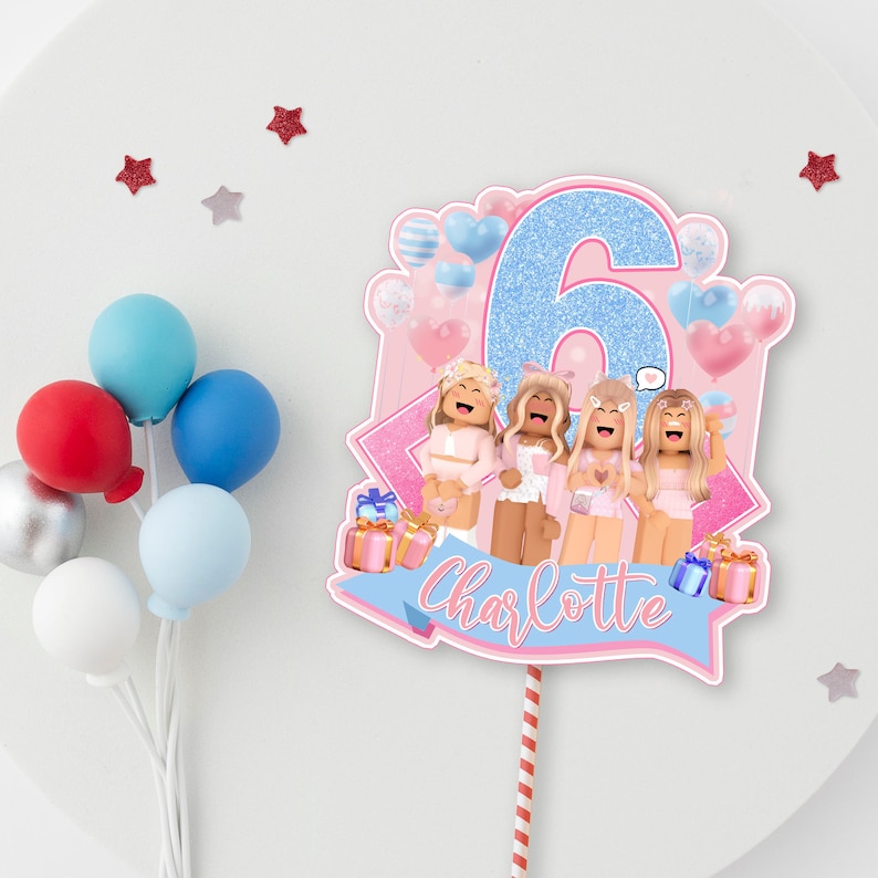 Printable Girl Cake Topper Birthday Party Cake Topper Etsy