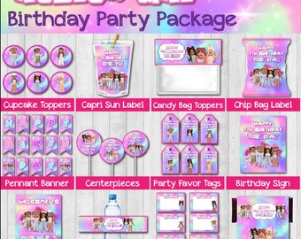 Printable  Girl Cake Topper, Personalized  Girl Birthday Party,  Cake Decoration, Girl  Party,  Birthday Decor 01