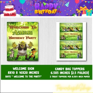Printable Shrek Cake Topper, Personalized Shrek Birthday Party, Shrek ...