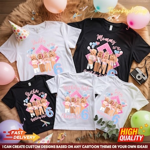 Custom Name Birthday Girl Shirt Birthday Family Matching Outfits Personalized Birthday Shirts for Girls Unique Gifts for Girls 5 Year Old