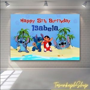 Printable Personalized Lilo and Stitch Birthday Backdrop, Lilo Birthday ...