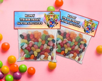Printable Personalized Super Smash Bros Birthday Candy Bag Topper,  Custom Party Favor | Rice Krispie Treat | Digital Download