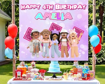 Video Game Girl Birthday Backdrop, Custom Name Birthday Party Decorations for Daughter, Gamer Birthday Gifts Ideas