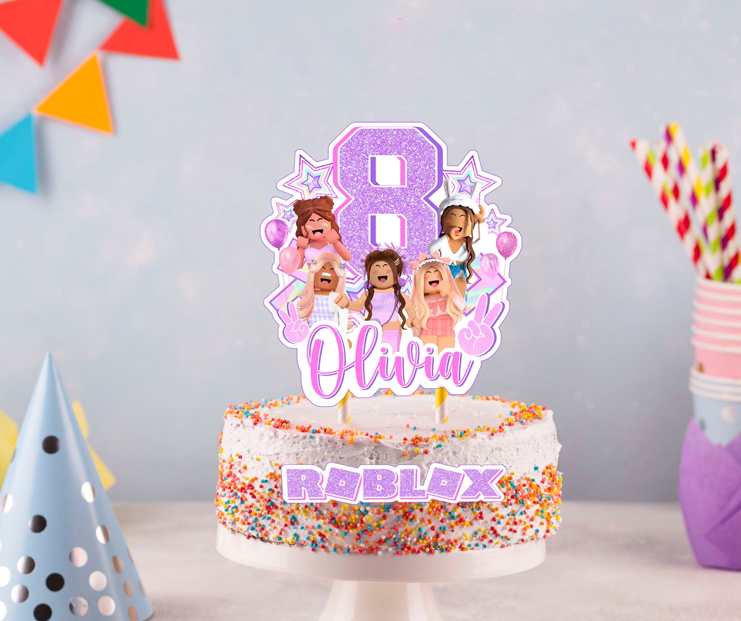 Custom Name Age Birthday Girl/Boy Png, Roblox Kids Birthday