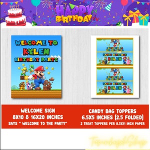 Printable Super Mario Cake Topper, Personalized Super Mario Birthday ...
