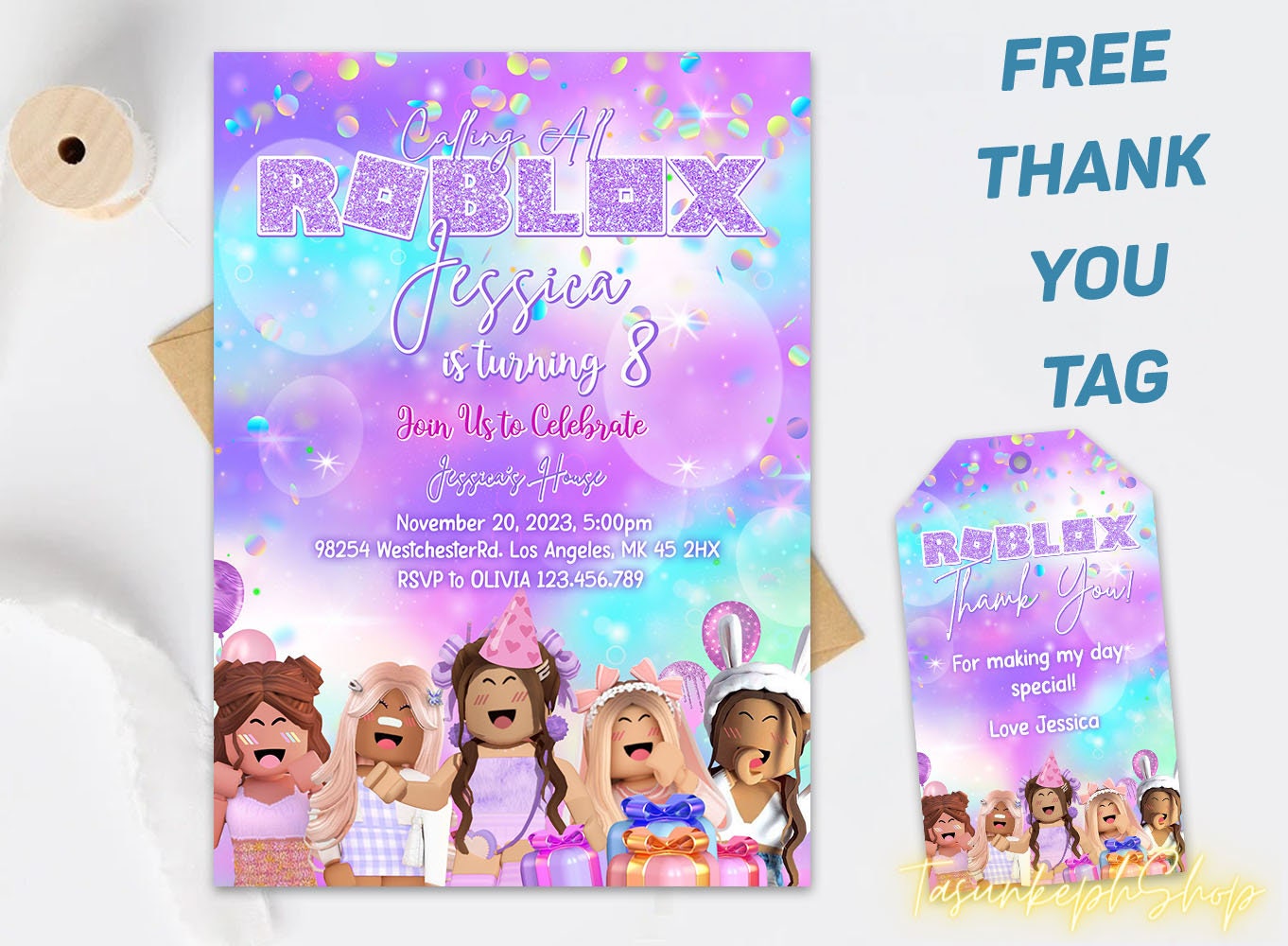 ROBLOX GIRL BIRTHDAY INVITATION Template