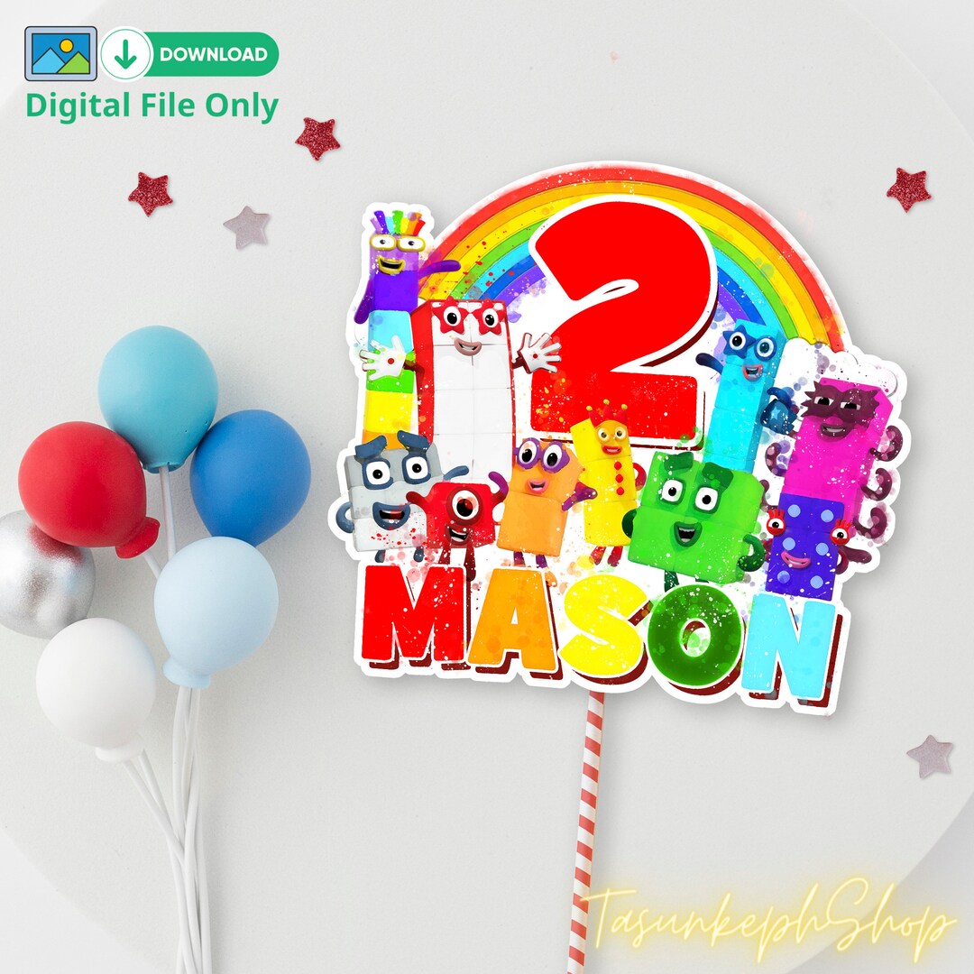 Printable Numberblocks Watercolor Cake Topper Birthday Party for Kids ...