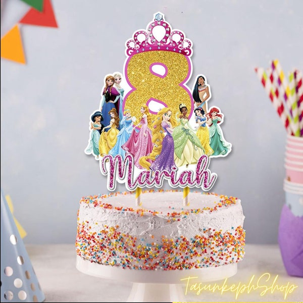 Gepersonaliseerde prinses taarttopper, prinses verjaardag, prinsessenfeest, prinses, prinses taarttopper