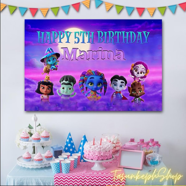 Printable Personalized Super Monster Banner, Birthday Party Decorations, PRINTABLE Package, Party Decor, EDITABLE , Super Monster Backdrops