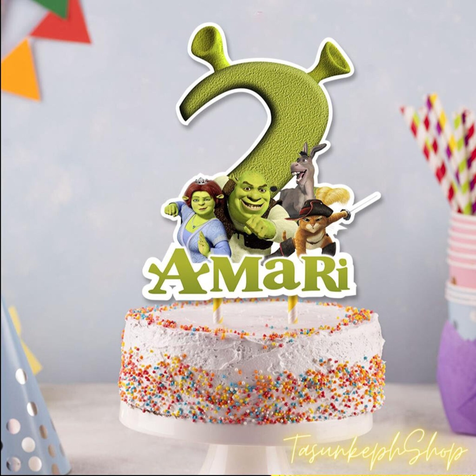 Printable Shrek Cake Topper, Shrek Birthday Party Cake Topper, Birthday ...