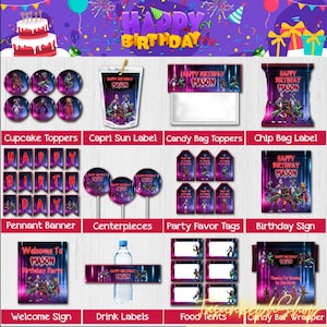 Printable Five Nights at Freddy's Security Cake Topper,Personalized Five Nights At Freddys Birthday Party,FNAF Printable Birthday Party Pack