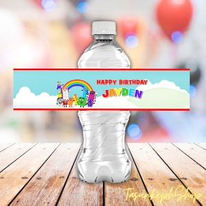 Custom Name Water Bottle Labels, Gift Birthday Shirt | Custom Logo Water Bottle Labels | Numberblocks Birthday | Digital File