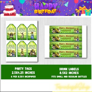 Printable Shrek Cake Topper, Personalized Shrek Birthday Party, Shrek ...