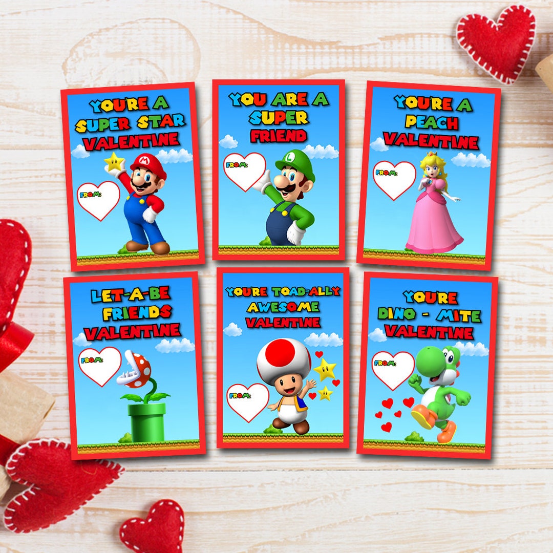 Printable Super Mario Bros Valentine's Day Card, Super Mario Bros ...