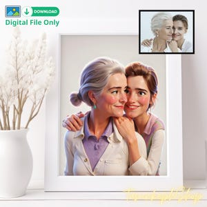 Portret cartoon grootouders, aangepaste oma en kinderanimatie van foto, familie cartoon valentijnsdag