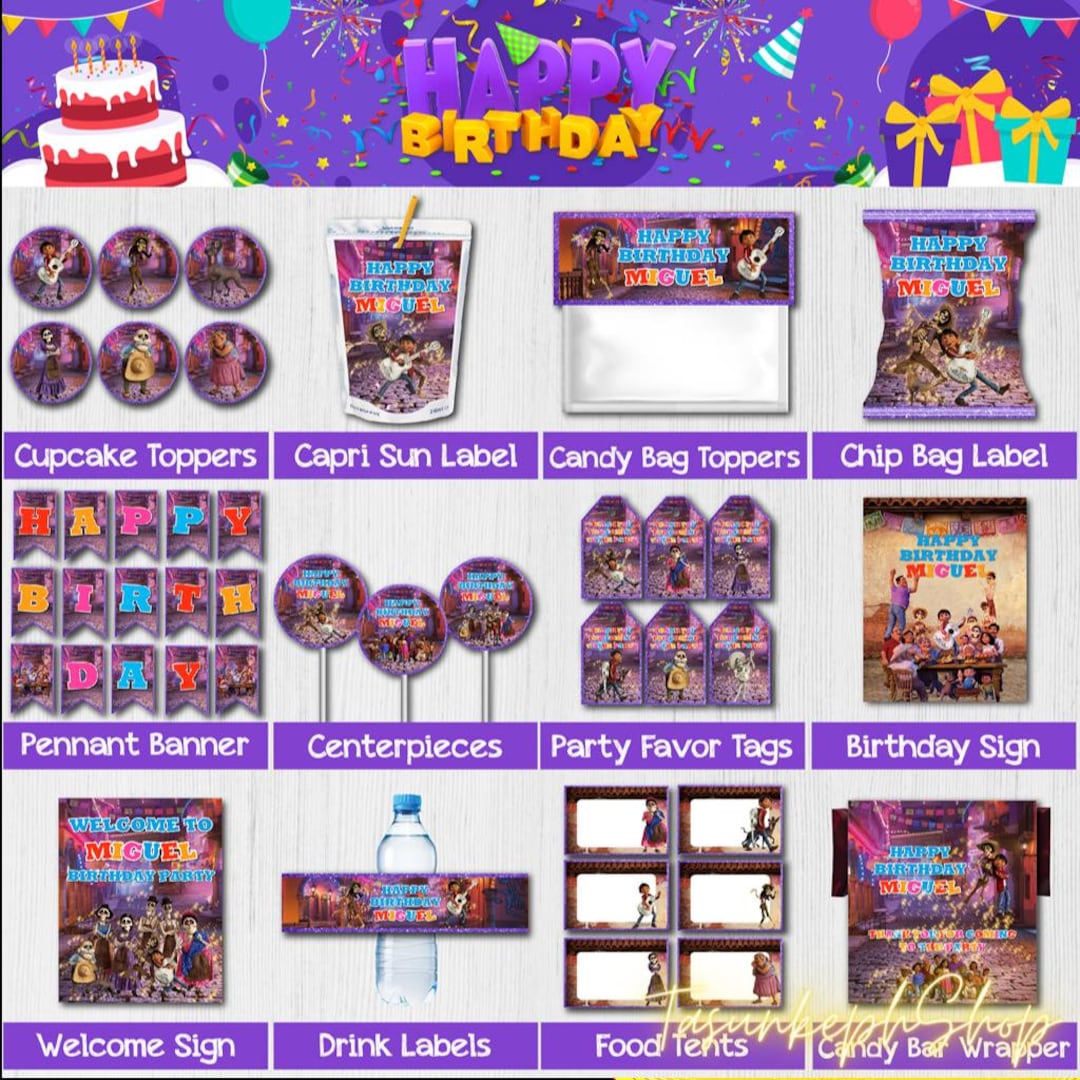 Coco Party Supplies Printable Coco Birthday Coco Party Etsy