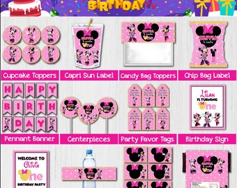 Minnie Mouse Birthday | Printable Wrapper | Party Favors | Minnie Mouse Pink Birthday Printables |  Party Favors | Kids Birthday Chip Bag