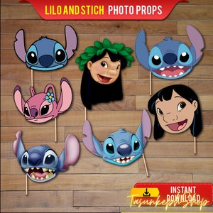 Printable Lilo And Stitch Photo Props, Images For Lilo And Stitch, Lilo And Stitch Kids Birthday, Tropical Beach Party, Instant Download