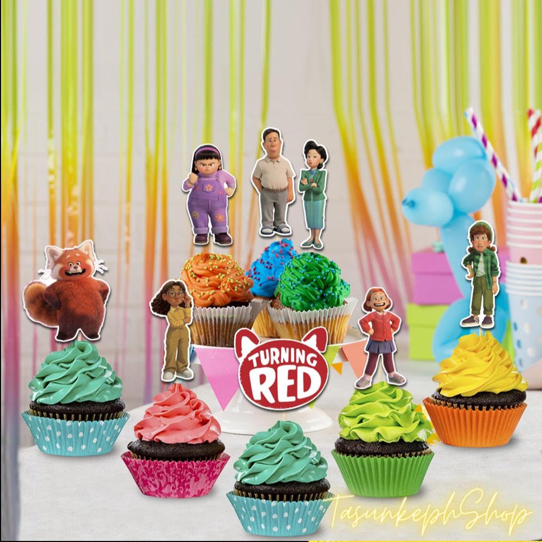 Turning Red Cupcake Toppers, Turning Red Cupcake Toppers, Turning Red