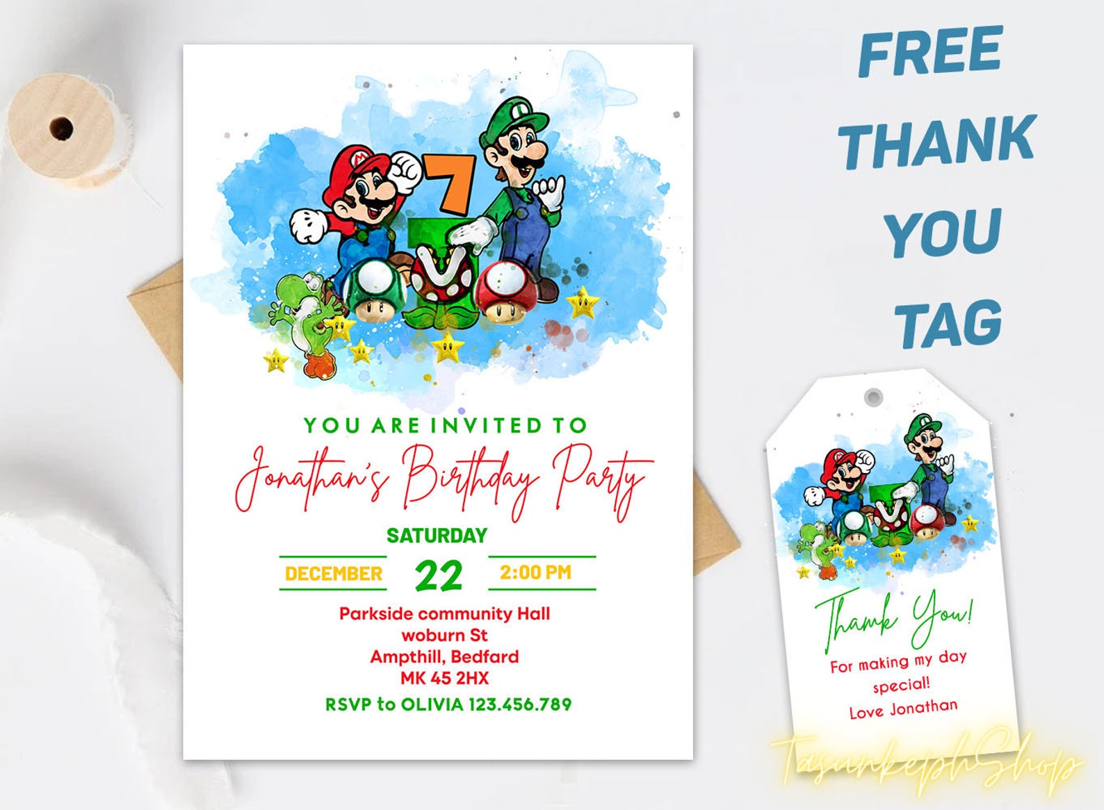 Printable Personalized Super Mario Invitation Mario Bros - Etsy