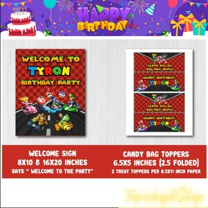 Printable Personalized Mario Kart Party Supplies Super Mario - Etsy