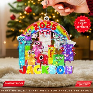 Custom Numberblocks Hologram Ornament with Name, Numberblocks Christmas Ornament for kids, Numberblocks Party Theme Gift