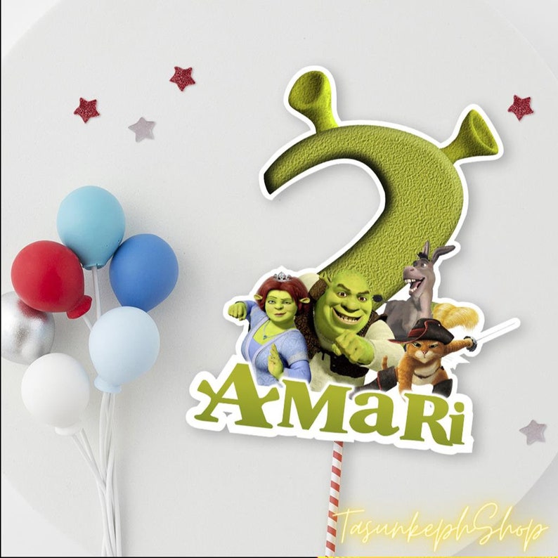 Printable Shrek Cake Topper Shrek Birthday Party Cake Topper Etsy